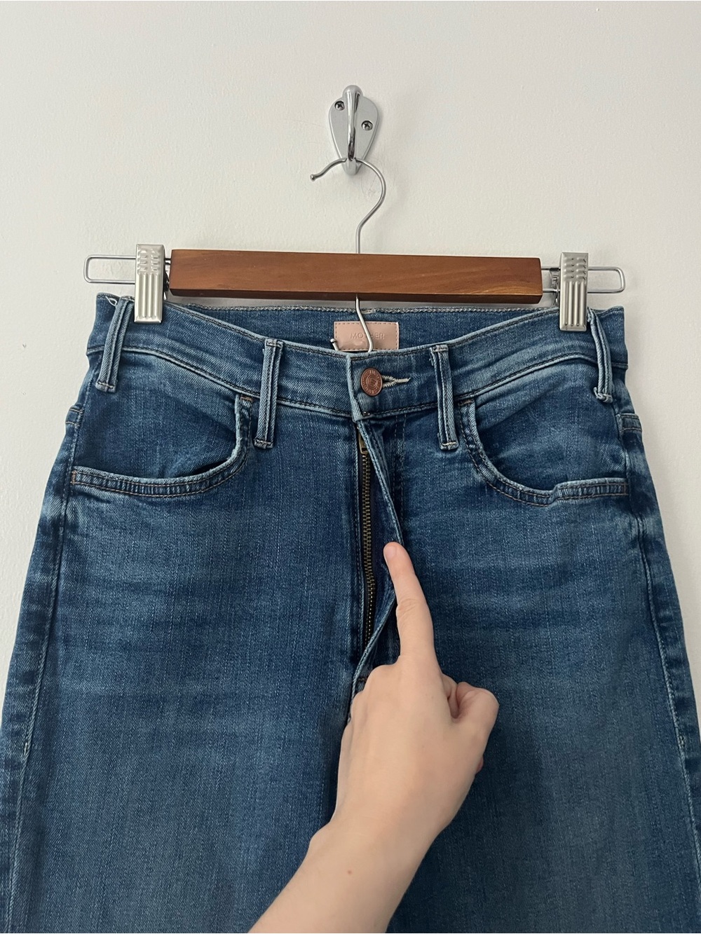 Mother Hustler Ankle Fray Healing Jar Blue Jeans 26 - Picture 4 of 14